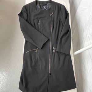 Alexander McQueen (42 IT) asymmetrical, wool long jacket, black, zippers, EUC.